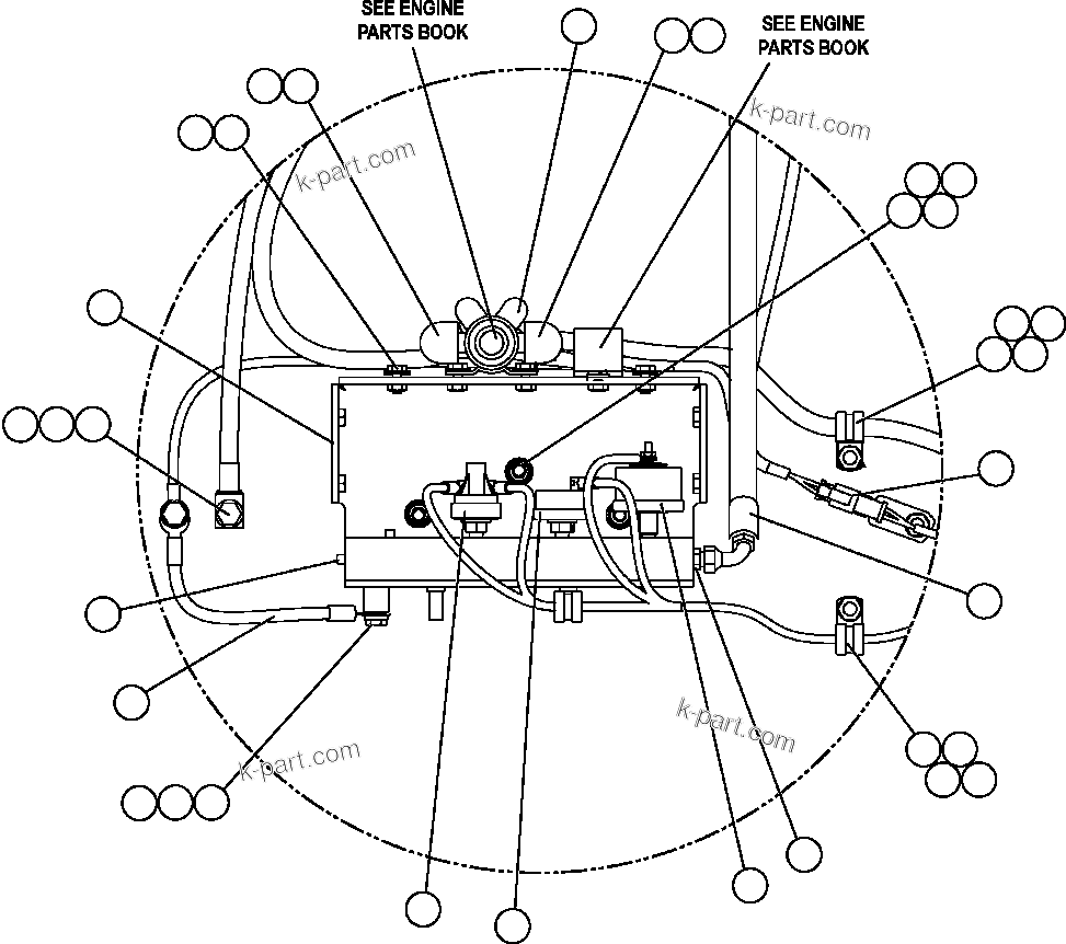 Komatsu parts book diagram for AFE57-AM 830E-1AC S/N A30162, A30163, A30165 - A30167, A30170 - A30173     MACARTHUR: ENGINE WIRING - OIL PRESSURE MANIFOLD
