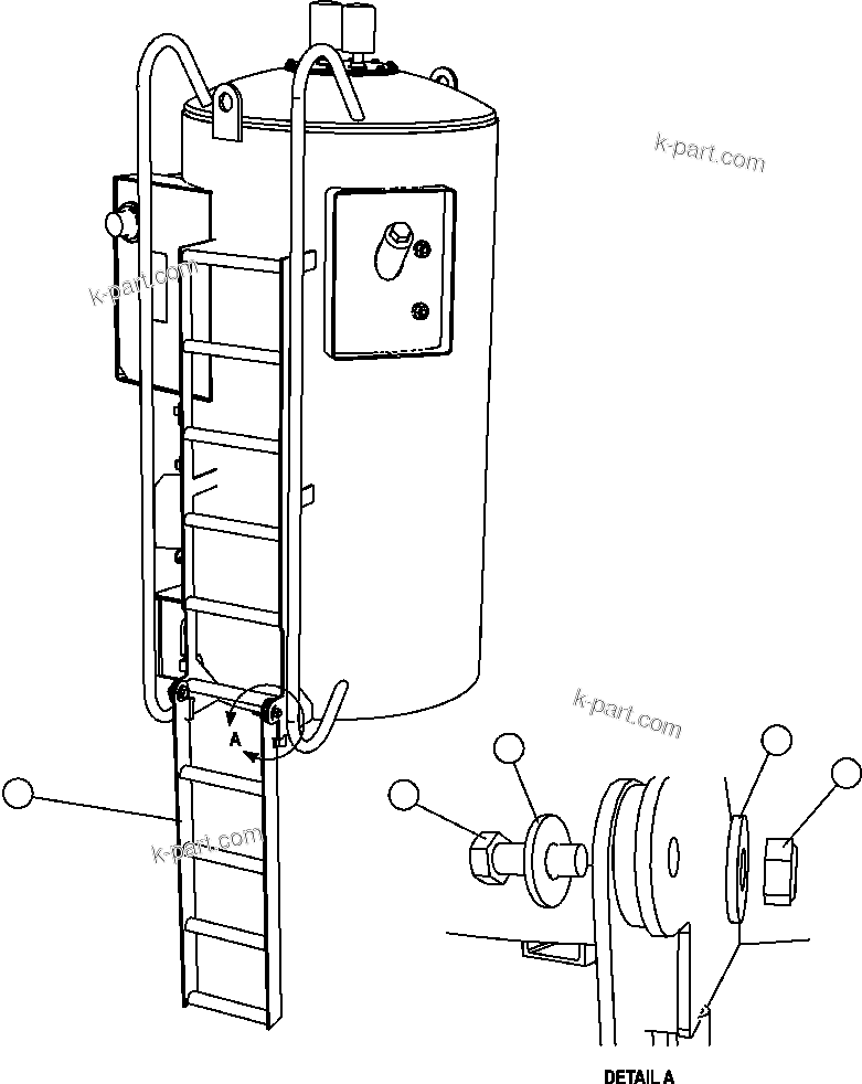 Komatsu parts book diagram for AFE57-AM 830E-1AC S/N A30162, A30163, A30165 - A30167, A30170 - A30173     MACARTHUR: HYDRAULIC TANK ACCESS LADDER