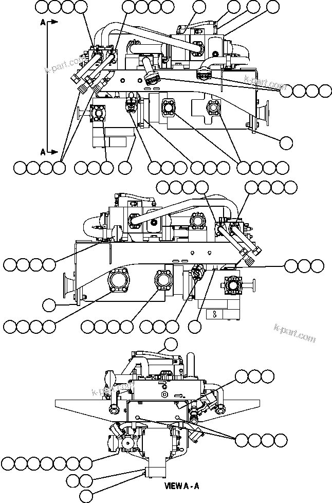 Komatsu parts book diagram for AFE57-AM 830E-1AC S/N A30162, A30163, A30165 - A30167, A30170 - A30173     MACARTHUR: PUMP/VALVE MODULE ( 2/2)
