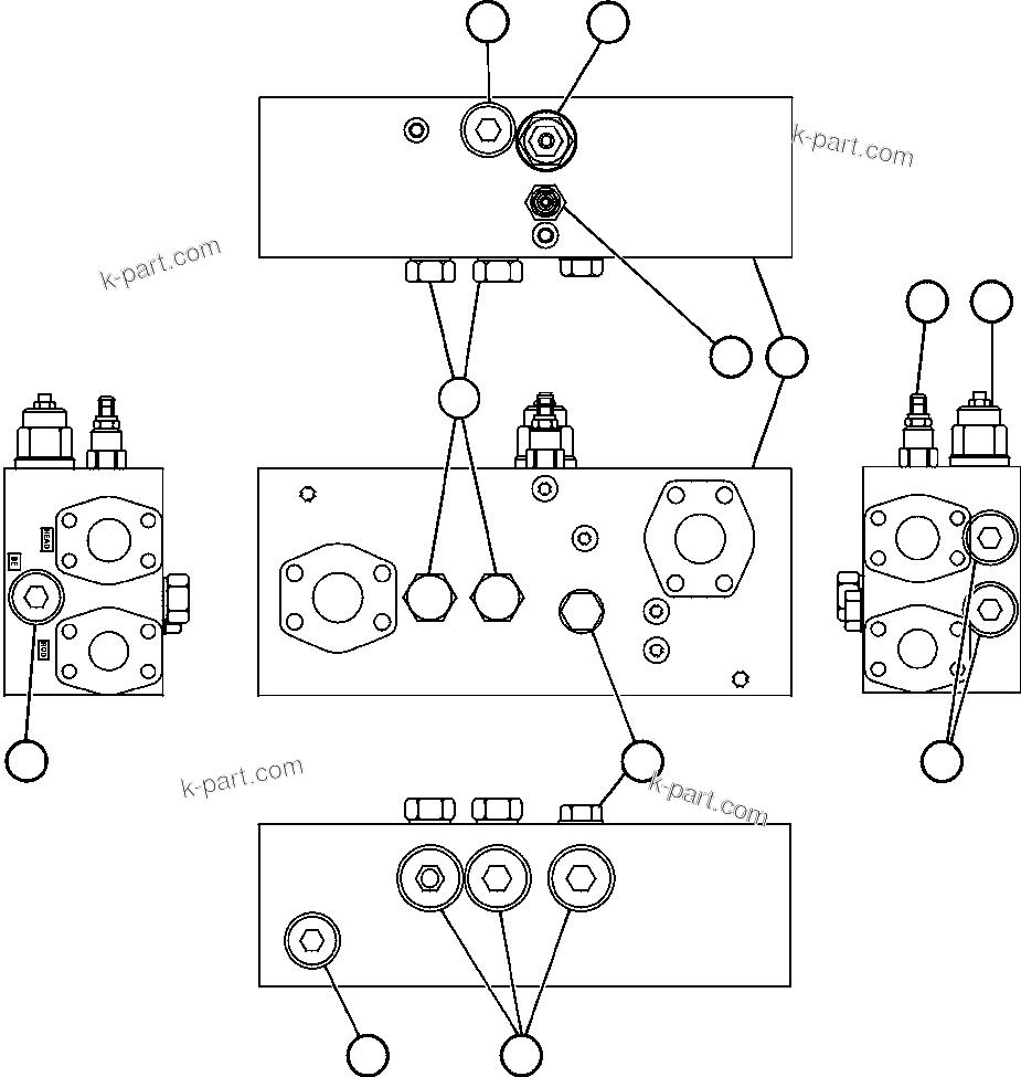 Komatsu parts book diagram for AFE57-AM 830E-1AC S/N A30162, A30163, A30165 - A30167, A30170 - A30173     MACARTHUR: OVERCENTER MANIFOLD VALVE ASSM (PC0522)