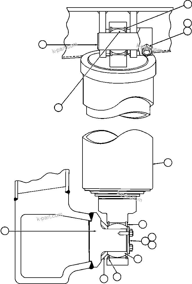 Komatsu parts book diagram for AFE57-AM 830E-1AC S/N A30162, A30163, A30165 - A30167, A30170 - A30173     MACARTHUR: HOIST CYLINDER & MOUNTING