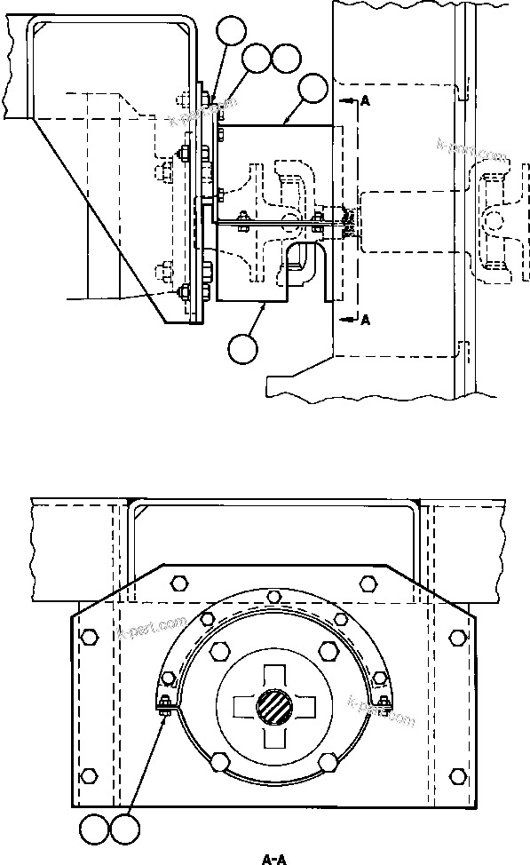 Komatsu parts book diagram for AFE57-AM 830E-1AC S/N A30162, A30163, A30165 - A30167, A30170 - A30173     MACARTHUR: FRONT DRIVELINE PROTECTOR