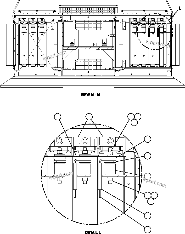 Komatsu parts book diagram for AFE57-AM 830E-1AC S/N A30162, A30163, A30165 - A30167, A30170 - A30173     MACARTHUR: RETARDING GRID ASSEMBLY   3/7 (PC2523)
