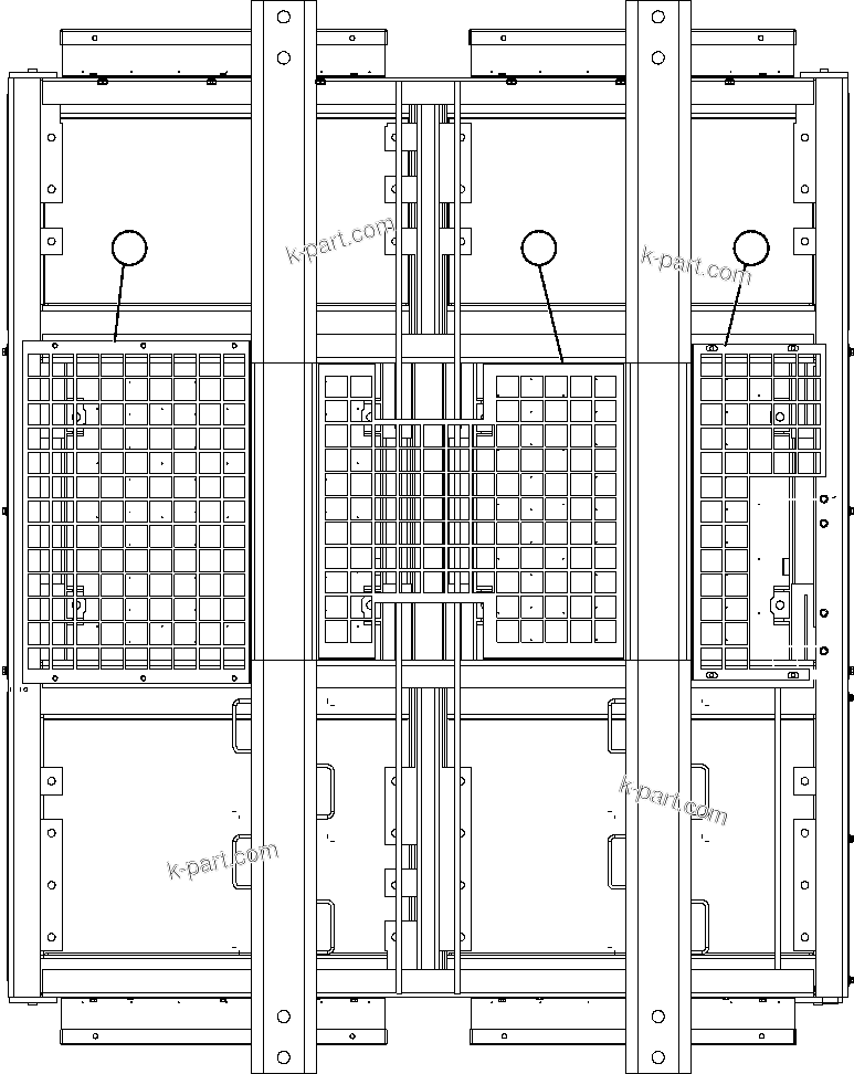 Komatsu parts book diagram for AFE57-AM 830E-1AC S/N A30162, A30163, A30165 - A30167, A30170 - A30173     MACARTHUR: RETARDING GRID ASSEMBLY   6/7 (PC2523)