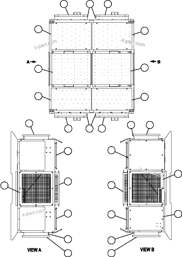 Komatsu parts book diagram for AFE57-AM 830E-1AC S/N A30162, A30163, A30165 - A30167, A30170 - A30173     MACARTHUR: RETARDING GRID ASSEMBLY   7/7 (PC2523)