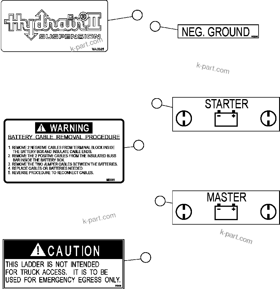 Komatsu parts book diagram for AFE57-AQ 830E-1AC S/N A30174-A30176 & A30183 - A30185     HUNTER VALLEY: DECALS & WARNINGS ( 4/5)