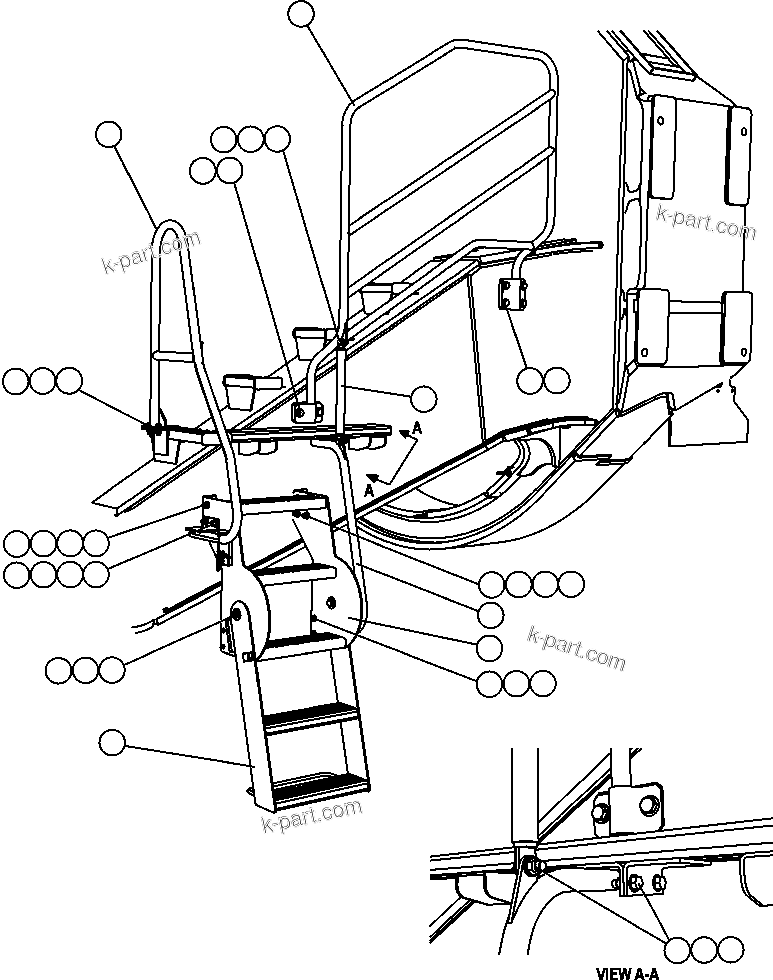 Komatsu parts book diagram for AFE57-AQ 830E-1AC S/N A30174-A30176 & A30183 - A30185     HUNTER VALLEY: ENGINE ACCESS LADDERS