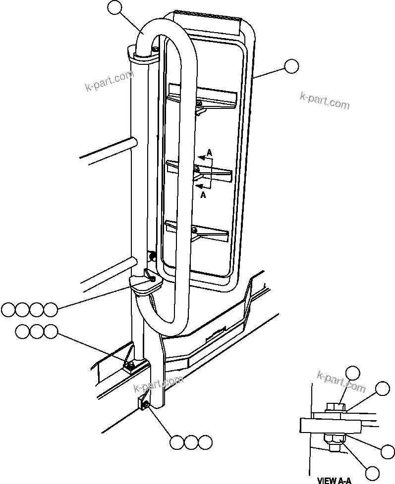 Komatsu parts book diagram for AFE57-AQ 830E-1AC S/N A30174-A30176 & A30183 - A30185     HUNTER VALLEY: L.H. MIRROR INSTALLATION
