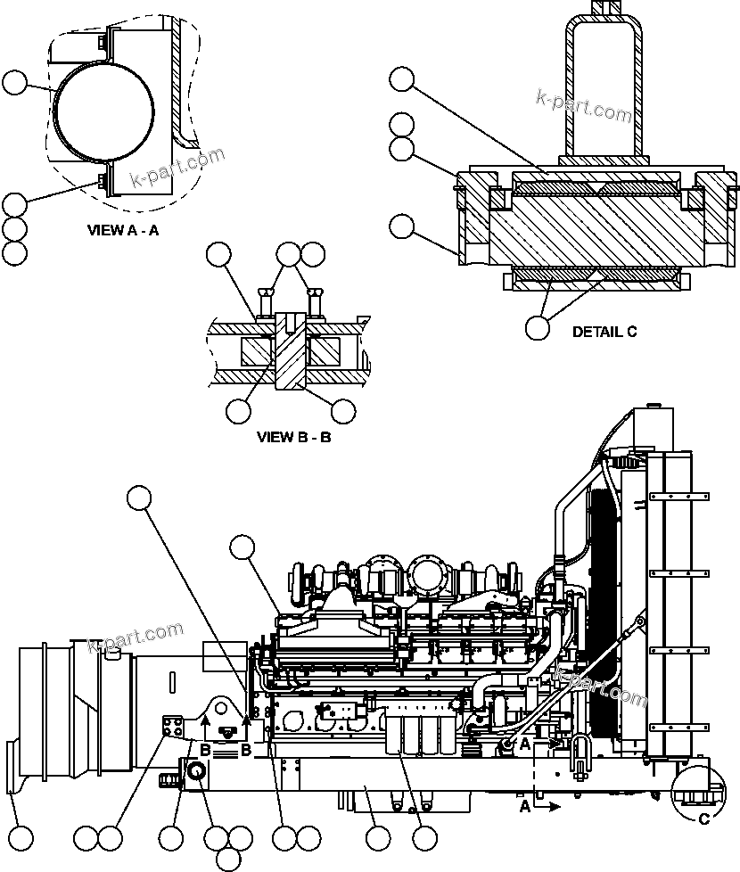 Komatsu parts book diagram for AFE57-AQ 830E-1AC S/N A30174-A30176 & A30183 - A30185     HUNTER VALLEY: ENGINE & MISCELLANEOUS