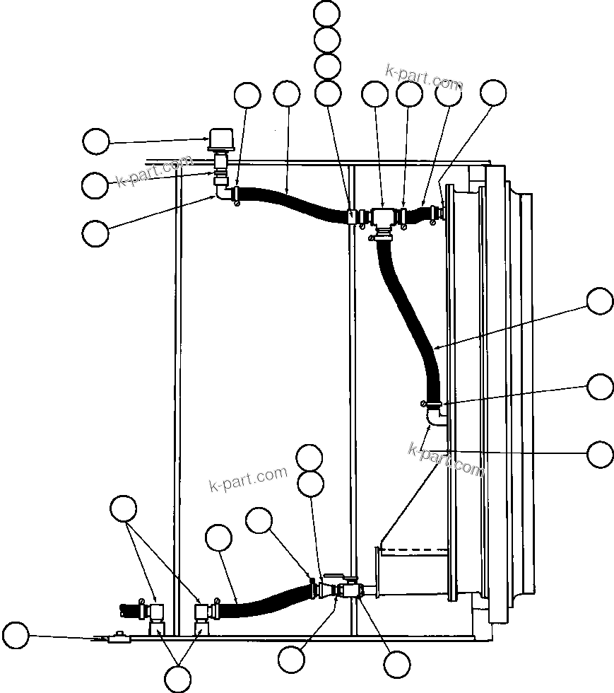 Komatsu parts book diagram for AFE57-AQ 830E-1AC S/N A30174-A30176 & A30183 - A30185     HUNTER VALLEY: DRIVE WHEEL PIPING
