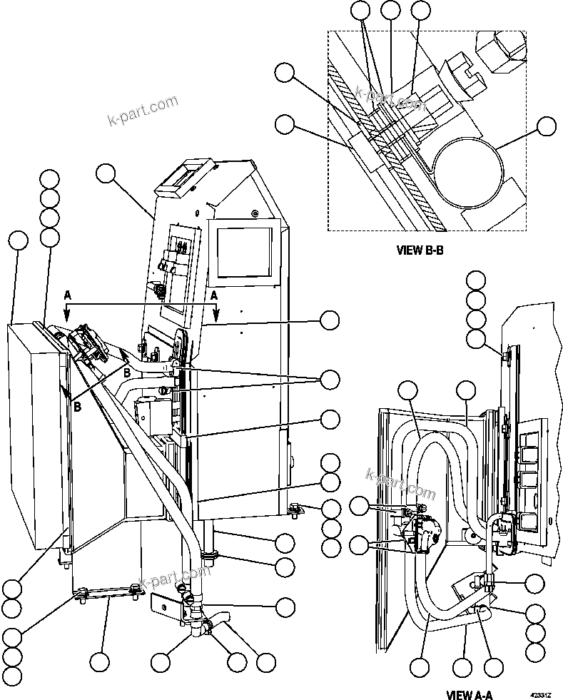 Komatsu parts book diagram for AFE57-AQ 830E-1AC S/N A30174-A30176 & A30183 - A30185     HUNTER VALLEY: HEATER PIPING & INSTALLATION  1/2