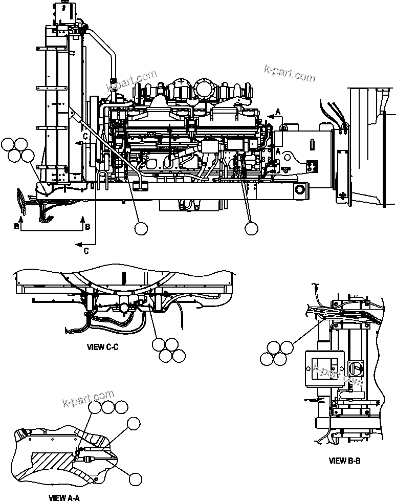 Komatsu parts book diagram for AFE57-AQ 830E-1AC S/N A30174-A30176 & A30183 - A30185     HUNTER VALLEY: ENGINE WIRING ( 2/3)