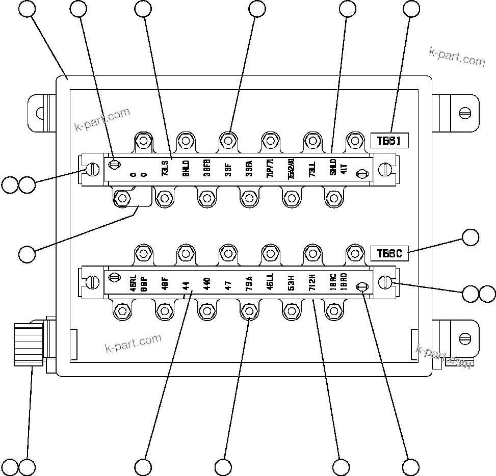 Komatsu parts book diagram for AFE57-AQ 830E-1AC S/N A30174-A30176 & A30183 - A30185     HUNTER VALLEY: JUNCTION BOX ASSEMBLY - REAR (EM6434)