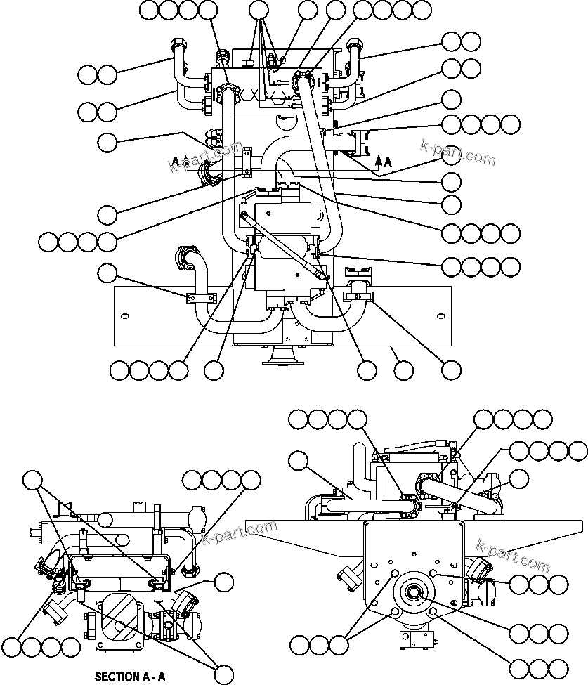 Komatsu parts book diagram for AFE57-AQ 830E-1AC S/N A30174-A30176 & A30183 - A30185     HUNTER VALLEY: PUMP/VALVE MODULE ( 1/2)