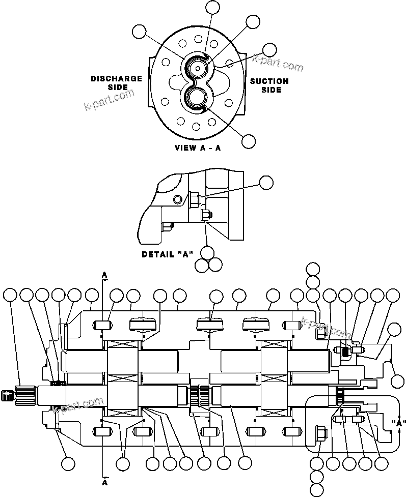 Komatsu parts book diagram for AFE57-AQ 830E-1AC S/N A30174-A30176 & A30183 - A30185     HUNTER VALLEY: HOIST PUMP ASSEMBLY (PB8761)