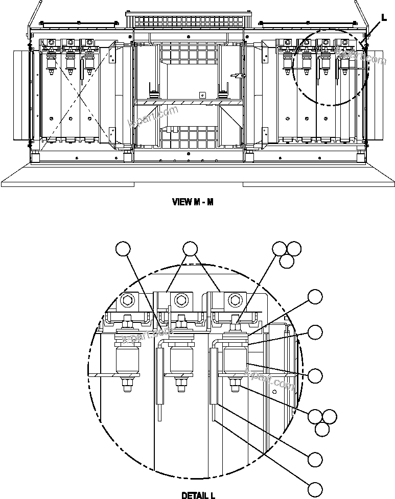 Komatsu parts book diagram for AFE57-AQ 830E-1AC S/N A30174-A30176 & A30183 - A30185     HUNTER VALLEY: RETARDING GRID ASSEMBLY   3/7 (PC2523)