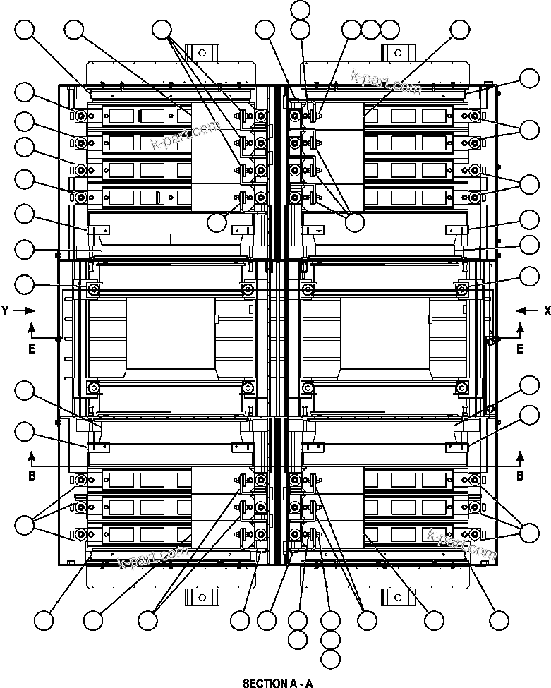 Komatsu parts book diagram for AFE57-AQ 830E-1AC S/N A30174-A30176 & A30183 - A30185     HUNTER VALLEY: RETARDING GRID ASSEMBLY   4/7 (PC2523)