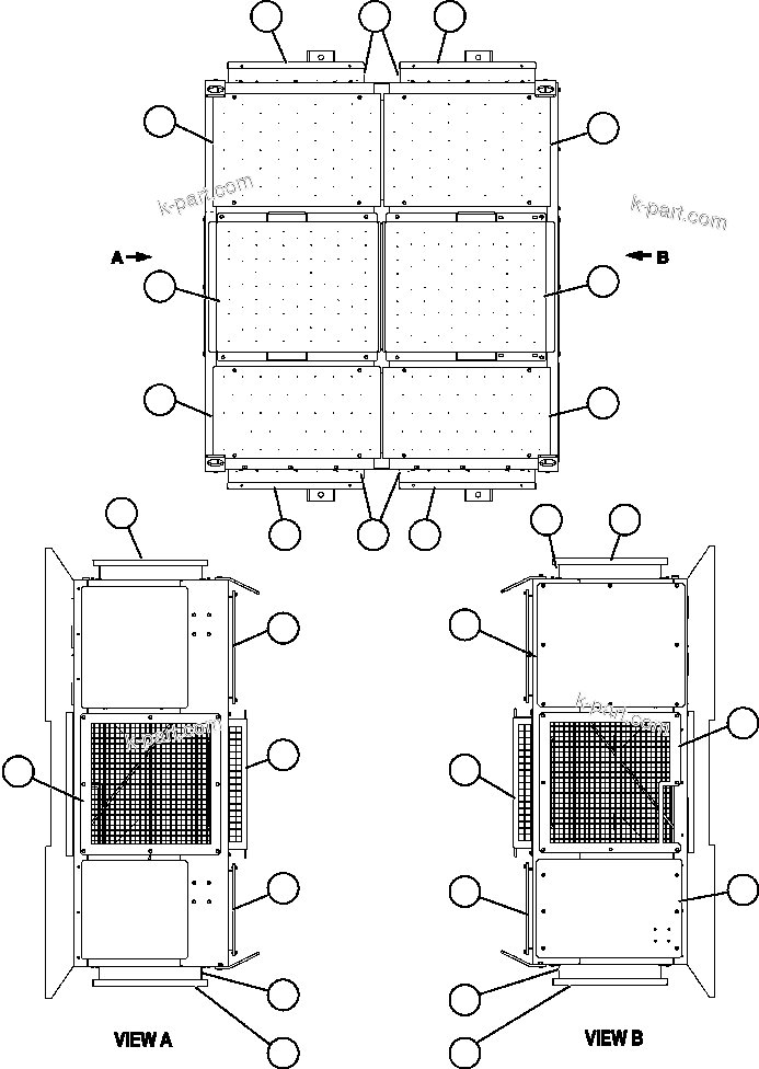 Komatsu parts book diagram for AFE57-AQ 830E-1AC S/N A30174-A30176 & A30183 - A30185     HUNTER VALLEY: RETARDING GRID ASSEMBLY   7/7 (PC2523)