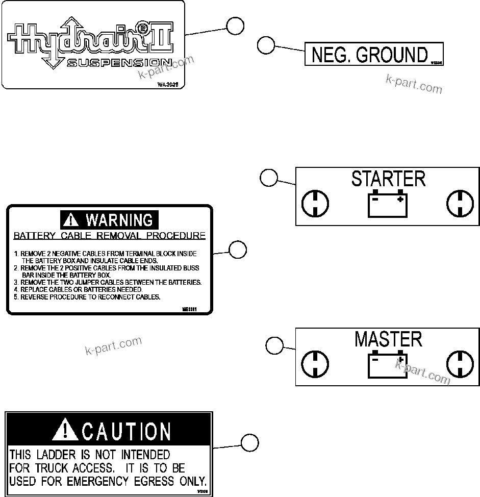 Komatsu parts book diagram for AFE57-AT 830E-1AC S/N A30182, A30186-A30187, A30191-A30193      CARDINAL RIVER / NORTH AMERICAN CONSTRUCTION: DECALS & WARNINGS ( 4/5)