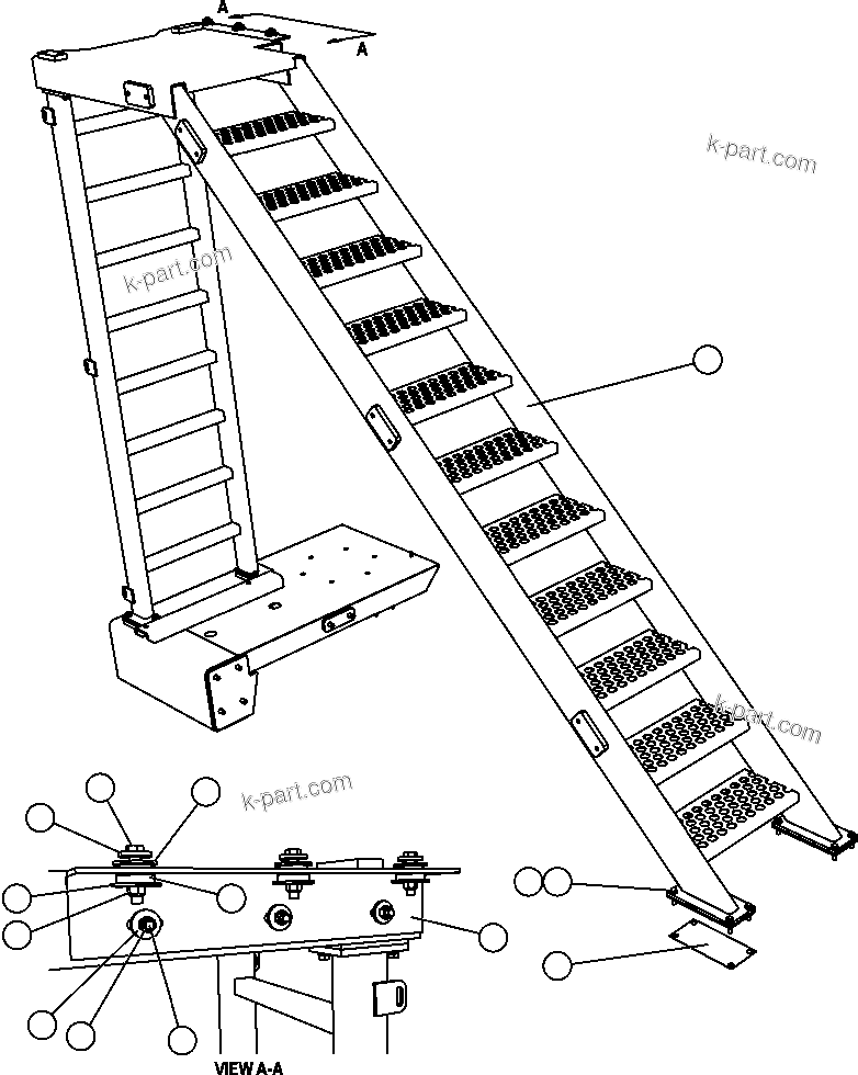 Komatsu parts book diagram for AFE57-AT 830E-1AC S/N A30182, A30186-A30187, A30191-A30193      CARDINAL RIVER / NORTH AMERICAN CONSTRUCTION: DIAGONAL LADDER INSTALLATION