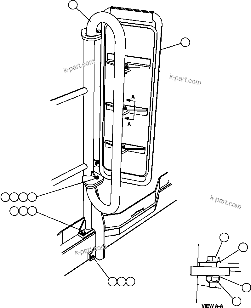 Komatsu parts book diagram for AFE57-AT 830E-1AC S/N A30182, A30186-A30187, A30191-A30193      CARDINAL RIVER / NORTH AMERICAN CONSTRUCTION: L.H. MIRROR INSTALLATION