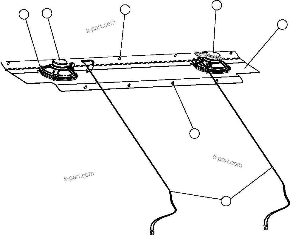 Komatsu parts book diagram for AFE57-AT 830E-1AC S/N A30182, A30186-A30187, A30191-A30193      CARDINAL RIVER / NORTH AMERICAN CONSTRUCTION: REAR SPEAKER INSTALLATION