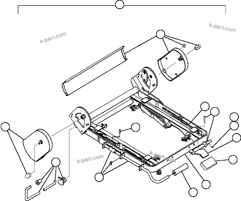 Komatsu parts book diagram for AFE57-AT 830E-1AC S/N A30182, A30186-A30187, A30191-A30193      CARDINAL RIVER / NORTH AMERICAN CONSTRUCTION: PASSENGER SEAT ASSEMBLY   3/6 (PC2371)