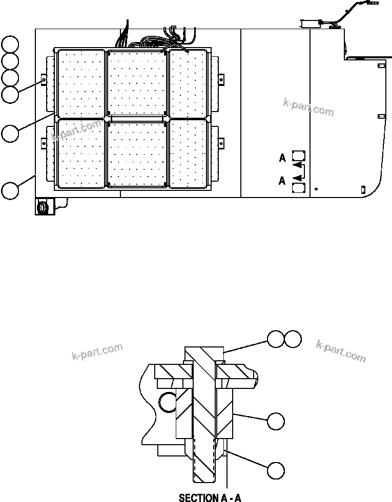 Komatsu parts book diagram for AFE57-AT 830E-1AC S/N A30182, A30186-A30187, A30191-A30193      CARDINAL RIVER / NORTH AMERICAN CONSTRUCTION: RIGHT DECK MOUNTING & GRID
