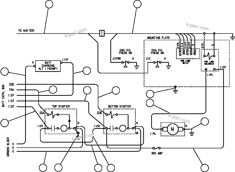 Komatsu parts book diagram for AFE57-AT 830E-1AC S/N A30182, A30186-A30187, A30191-A30193      CARDINAL RIVER / NORTH AMERICAN CONSTRUCTION: BATTERY & ELECTRIC STARTER WIRING