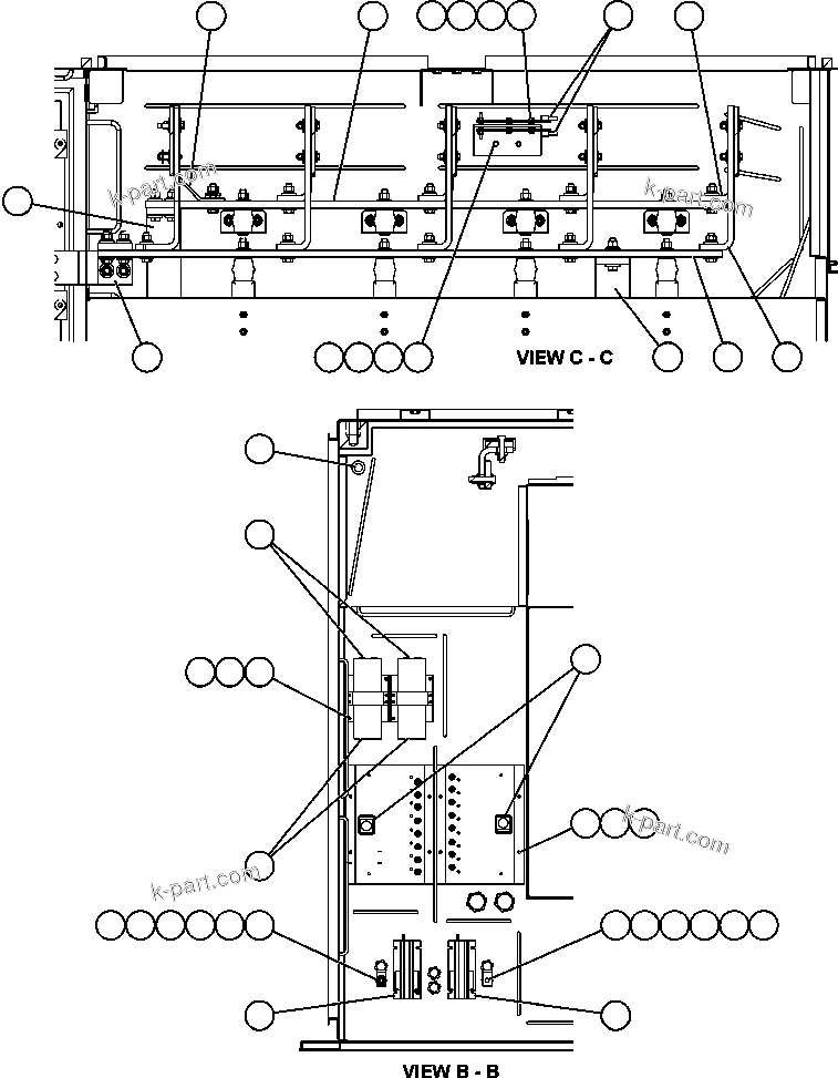 Komatsu parts book diagram for AFE57-AT 830E-1AC S/N A30182, A30186-A30187, A30191-A30193      CARDINAL RIVER / NORTH AMERICAN CONSTRUCTION: CONTROL CABINET - RIGHT COMPARTMENT  2/2 (PC2522)