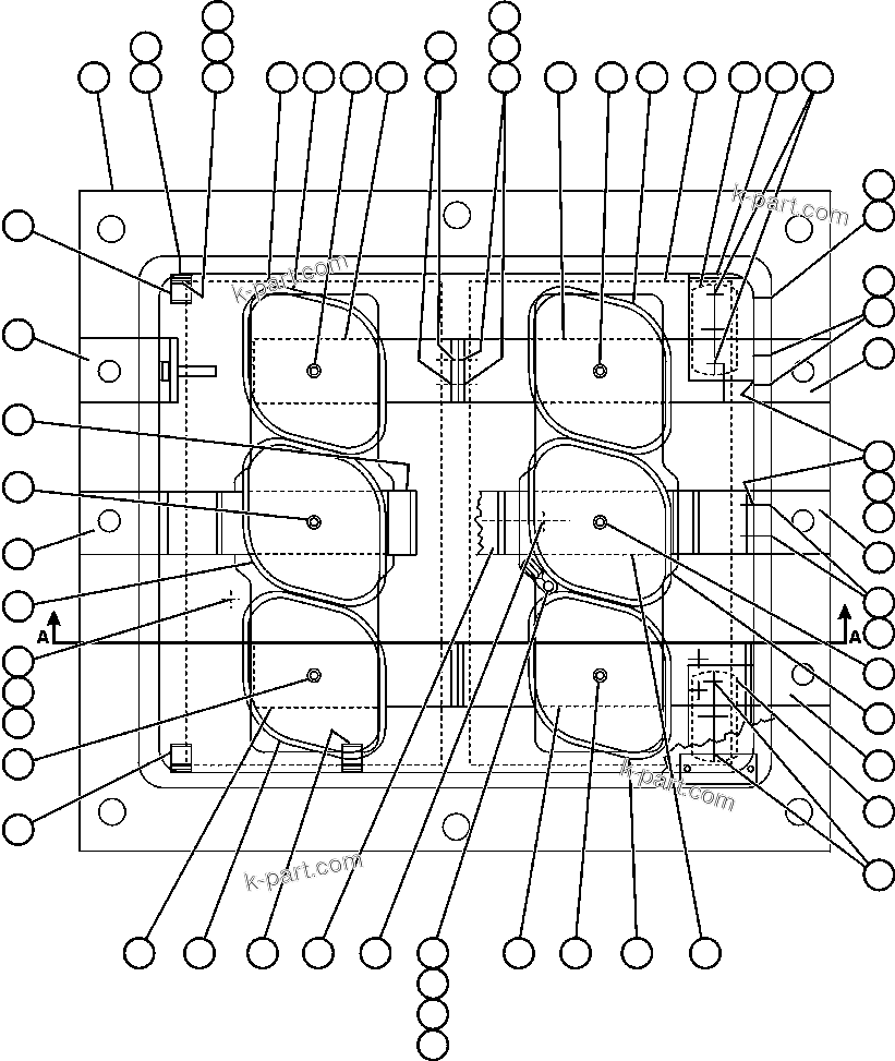Komatsu parts book diagram for AFE57-AT 830E-1AC S/N A30182, A30186-A30187, A30191-A30193      CARDINAL RIVER / NORTH AMERICAN CONSTRUCTION: PANEL - A.F.S.E.   1/2 (GE0858)