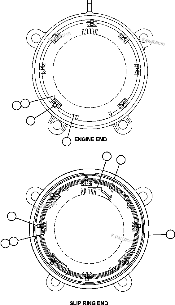 Komatsu parts book diagram for AFE57-AT 830E-1AC S/N A30182, A30186-A30187, A30191-A30193      CARDINAL RIVER / NORTH AMERICAN CONSTRUCTION: ALTERNATOR - STATOR ASSEMBLY (XA3159)