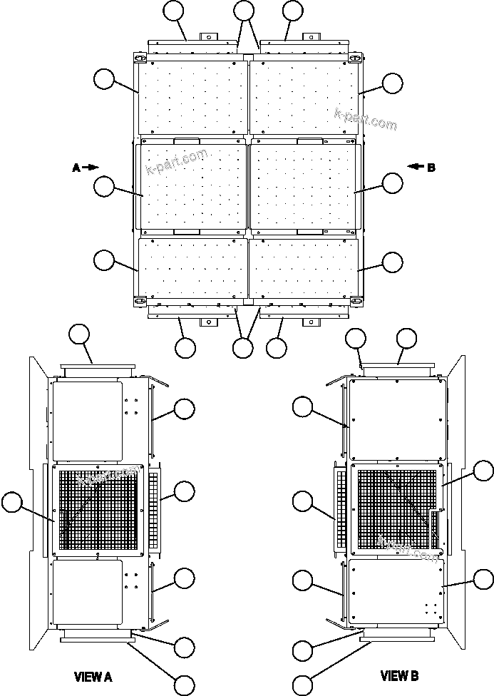 Komatsu parts book diagram for AFE57-AT 830E-1AC S/N A30182, A30186-A30187, A30191-A30193      CARDINAL RIVER / NORTH AMERICAN CONSTRUCTION: RETARDING GRID ASSEMBLY   7/7 (PC2523)