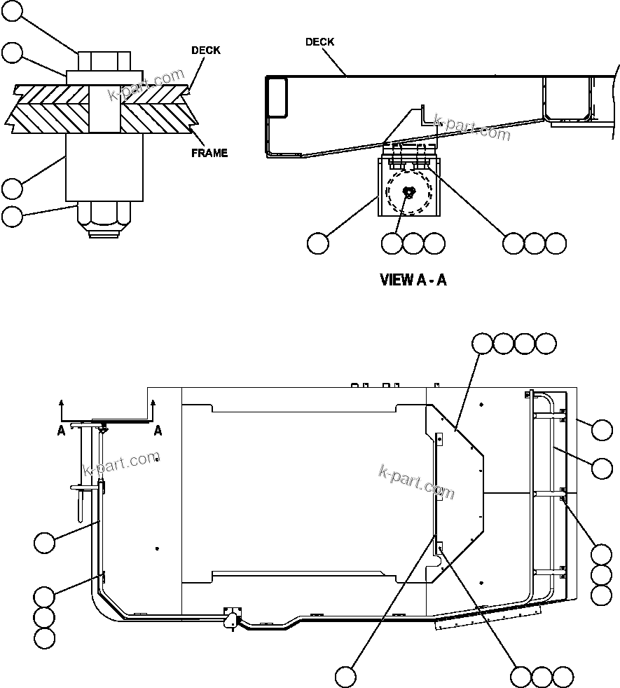 Komatsu parts book diagram for AFE57-AV 830E-1AC S/N A30194 - A30195    YANDICOOGINA: L.H. DECK MOUNTING & MISCELLANEOUS