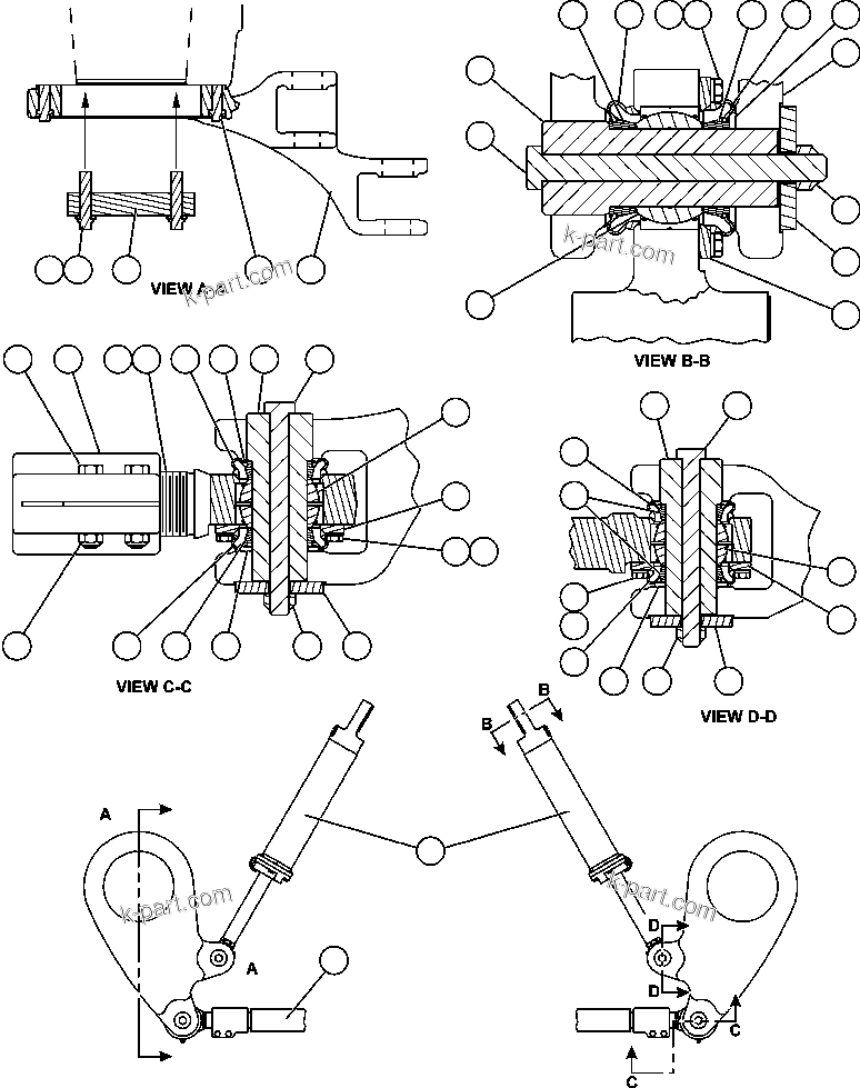 Komatsu parts book diagram for AFE57-AV 830E-1AC S/N A30194 - A30195    YANDICOOGINA: STEERING ARMS & LINKAGE