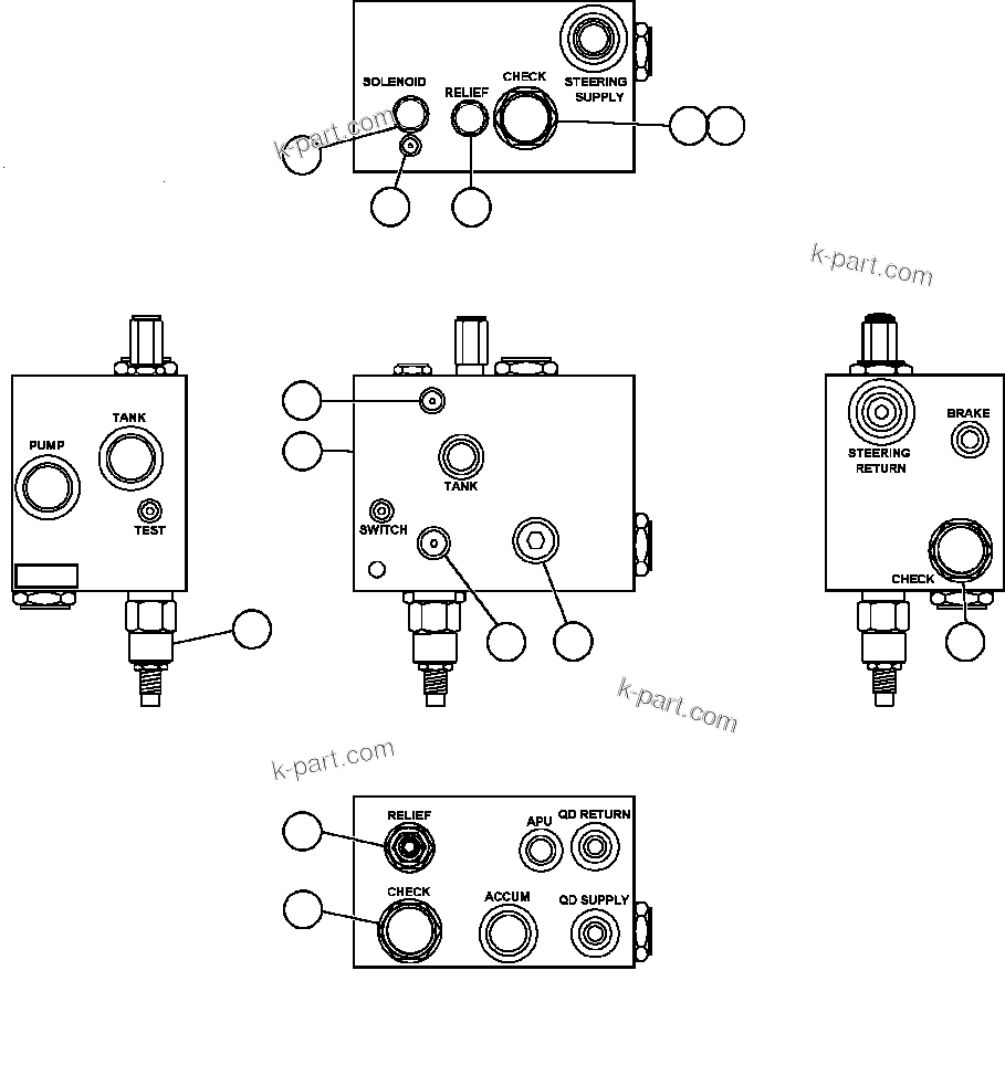 Komatsu parts book diagram for AFE57-AV 830E-1AC S/N A30194 - A30195    YANDICOOGINA: BLEEDDOWN MANIFOLD VALVE ASSM (PC2091)