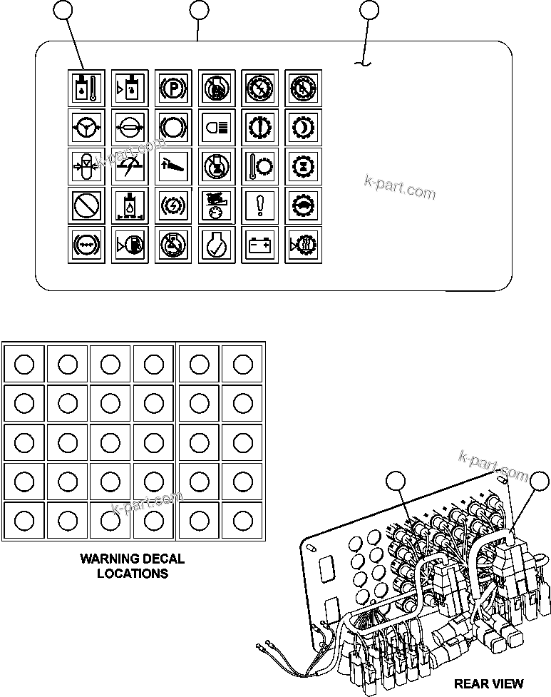 Komatsu parts book diagram for AFE57-AV 830E-1AC S/N A30194 - A30195    YANDICOOGINA: WARNING LIGHTS MODULE (EM4309)