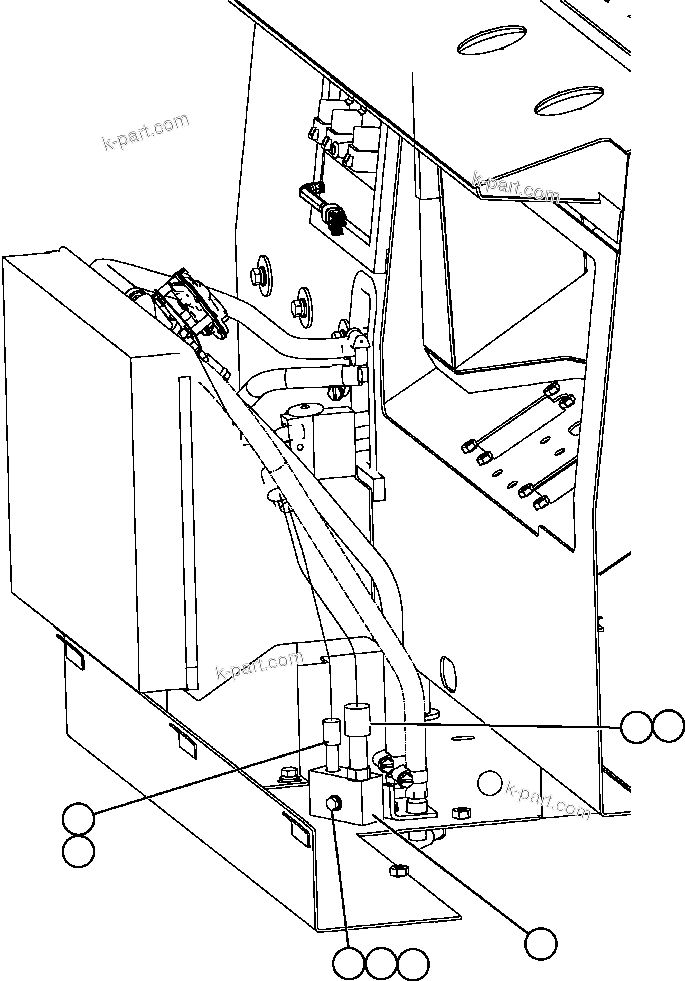 Komatsu parts book diagram for AFE57-AV 830E-1AC S/N A30194 - A30195    YANDICOOGINA: HEATER PIPING & INSTALLATION  2/2