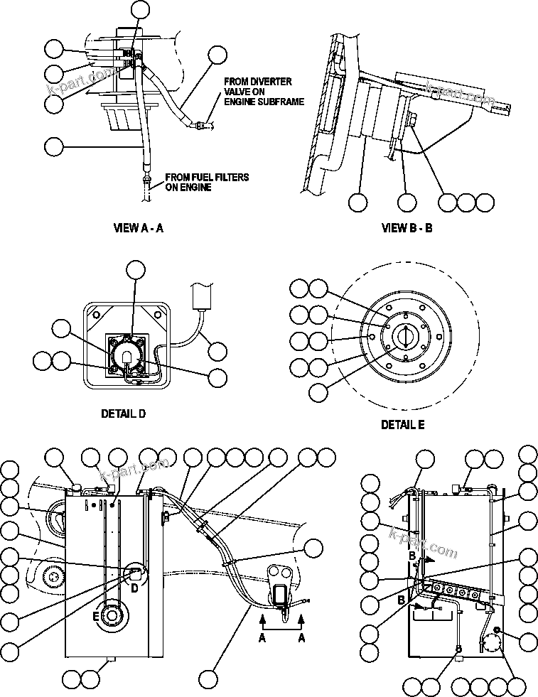 Komatsu parts book diagram for AFE57-AV 830E-1AC S/N A30194 - A30195    YANDICOOGINA: FUEL TANK INSTALLATION & PIPING
