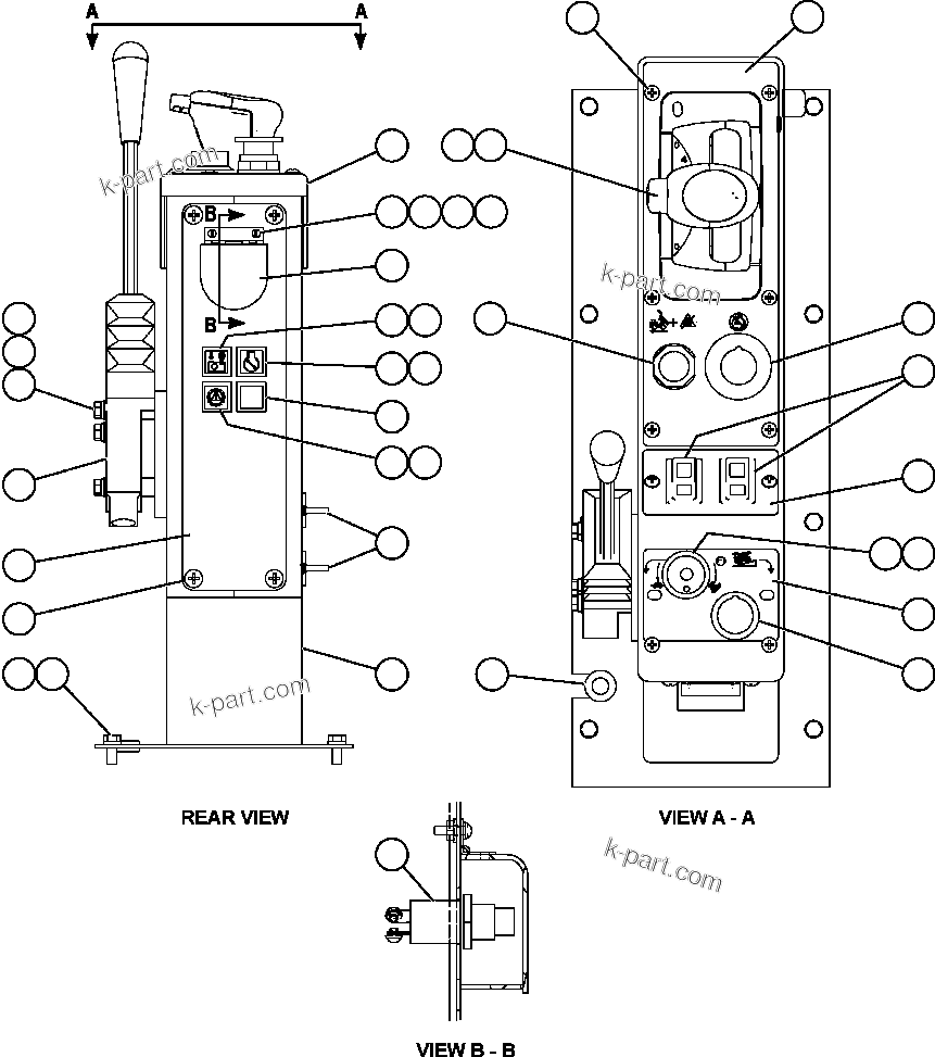 Komatsu parts book diagram for AFE57-AV 830E-1AC S/N A30194 - A30195    YANDICOOGINA: CENTER CONSOLE MODULE INSTALLATION
