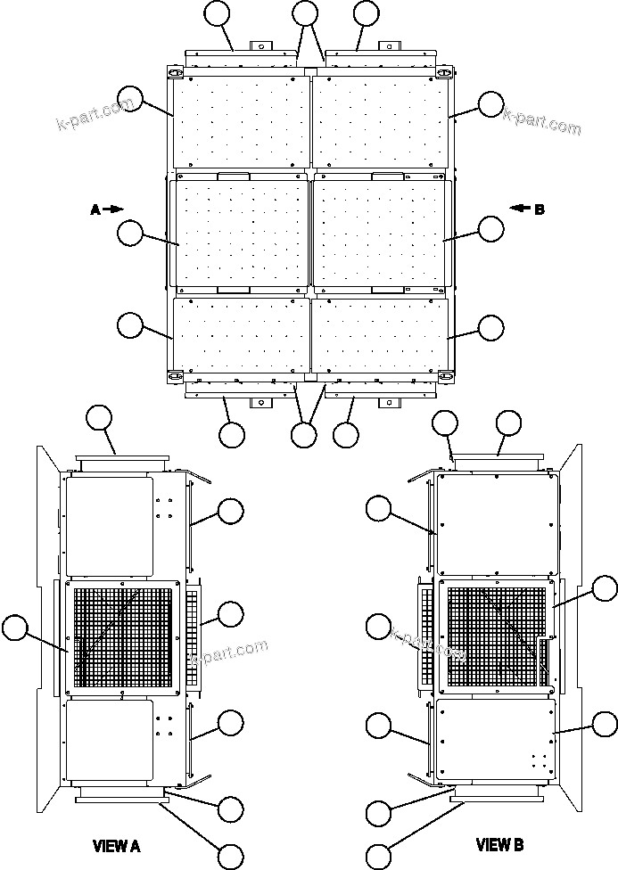 Komatsu parts book diagram for AFE57-AV 830E-1AC S/N A30194 - A30195    YANDICOOGINA: RETARDING GRID ASSEMBLY   7/7 (PC2523)