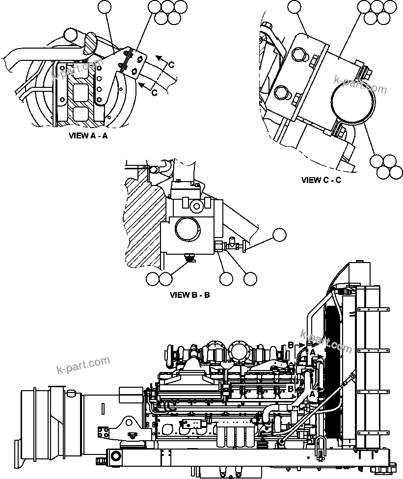 Komatsu parts book diagram for AFE57-C 830E-AC S/N A30005 & A30009-A30010 & A30012-A30013         MINERA HUASCO (CMH): COOLING MISCELLANEOUS