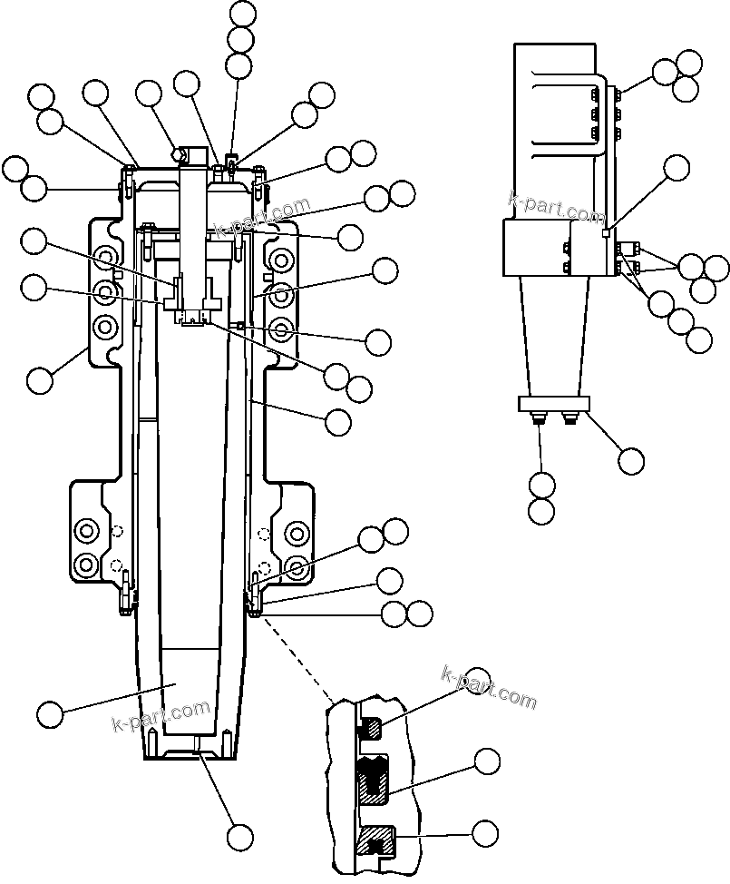 Komatsu parts book diagram for AFE57-C 830E-AC S/N A30005 & A30009-A30010 & A30012-A30013         MINERA HUASCO (CMH): FRONT SUSPENSION & MOUNTING