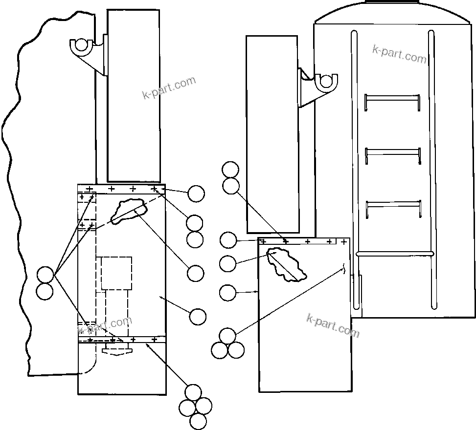Komatsu parts book diagram for AFE57-C 830E-AC S/N A30005 & A30009-A30010 & A30012-A30013         MINERA HUASCO (CMH): REAR MUDFLAP INSTALLATION