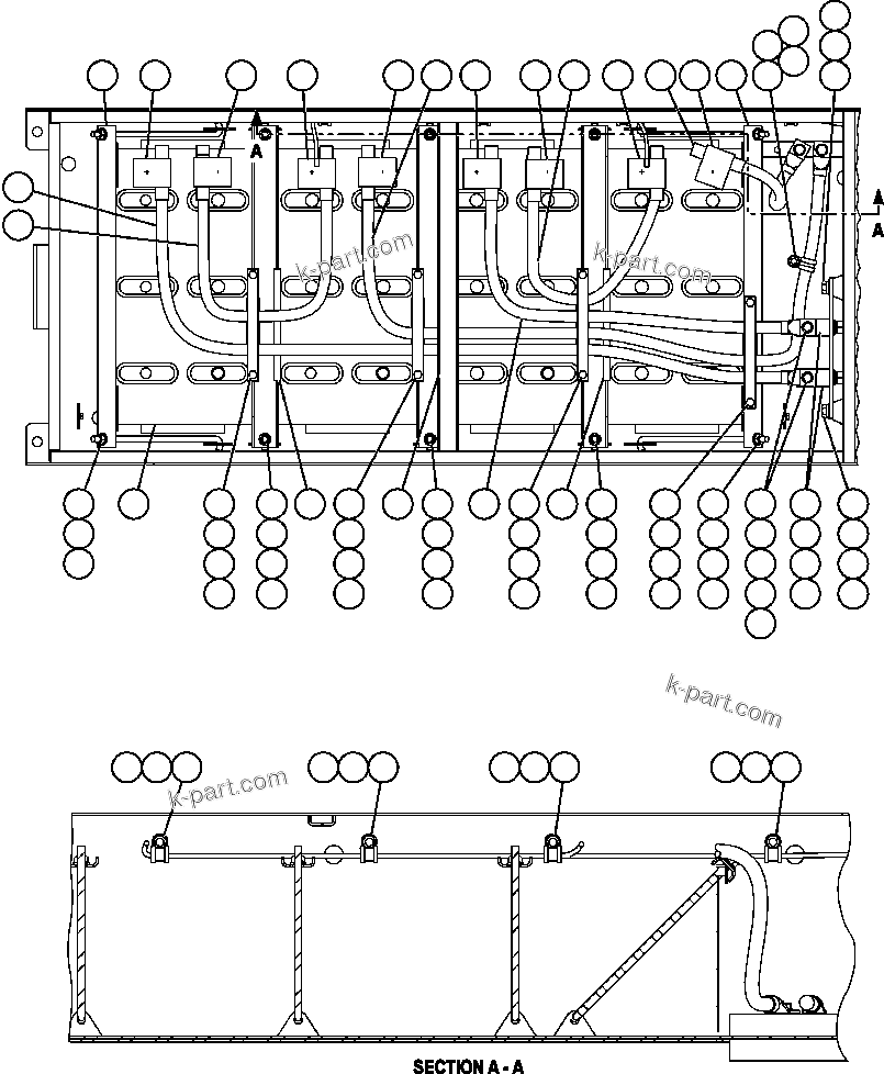Komatsu parts book diagram for AFE57-C 830E-AC S/N A30005 & A30009-A30010 & A30012-A30013         MINERA HUASCO (CMH): BATTERY BOX