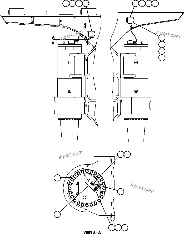 Komatsu parts book diagram for AFE57-C 830E-AC S/N A30005 & A30009-A30010 & A30012-A30013         MINERA HUASCO (CMH): PAYLOAD METER III - FRONT SUSPENSIONS