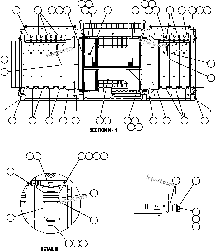 Komatsu parts book diagram for AFE57-C 830E-AC S/N A30005 & A30009-A30010 & A30012-A30013         MINERA HUASCO (CMH): RETARDING GRID ASSEMBLY - 1 (PC1645)