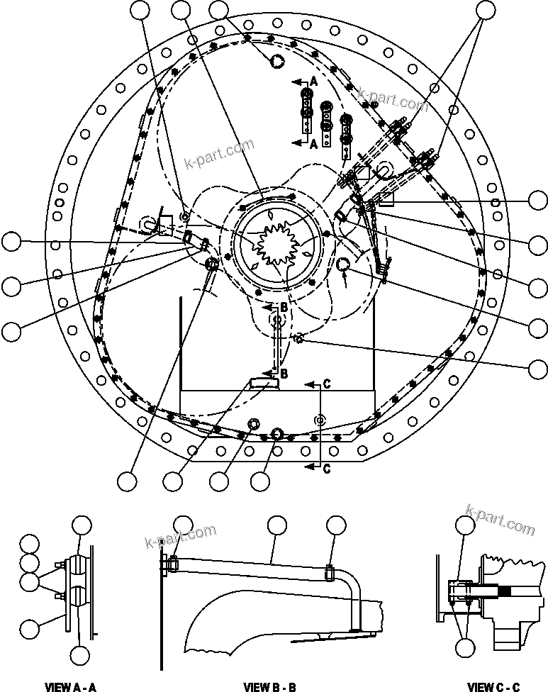 Komatsu parts book diagram for AFE57-C 830E-AC S/N A30005 & A30009-A30010 & A30012-A30013         MINERA HUASCO (CMH): MOTORIZED WHEEL - GEB25C1 - 5
