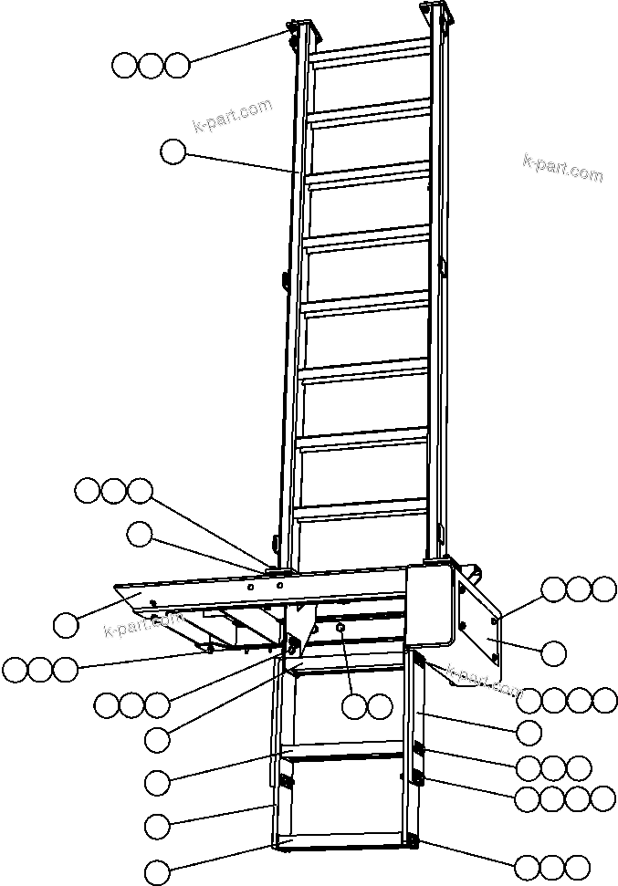 Komatsu parts book diagram for AFE57-CB 830E-1AC S/N A30340 - A30343     FELIX RESOURCES: RH LADDER & PLATFORM