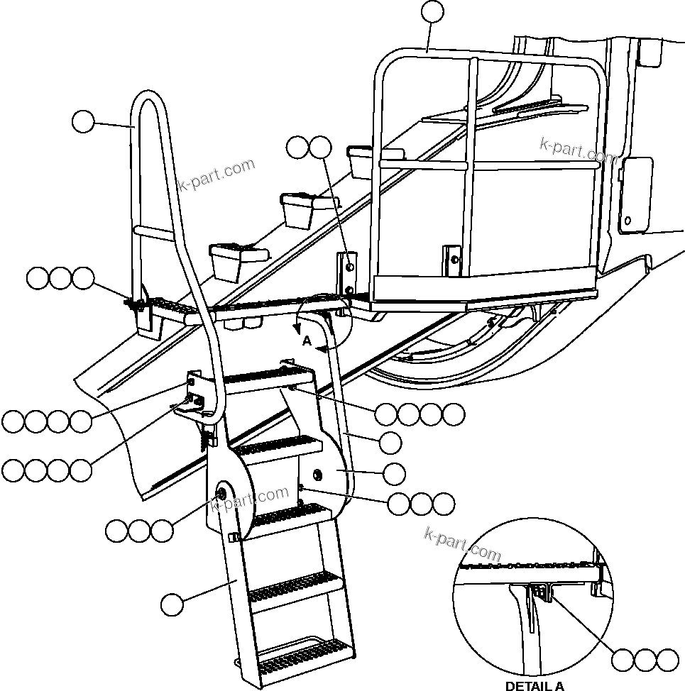 Komatsu parts book diagram for AFE57-CB 830E-1AC S/N A30340 - A30343     FELIX RESOURCES: ENGINE ACCESS LADDERS